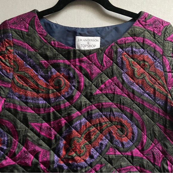 JW Anderson x Topshop Paisley Silk Quilted Top Sz 2 - Picture 3 of 8